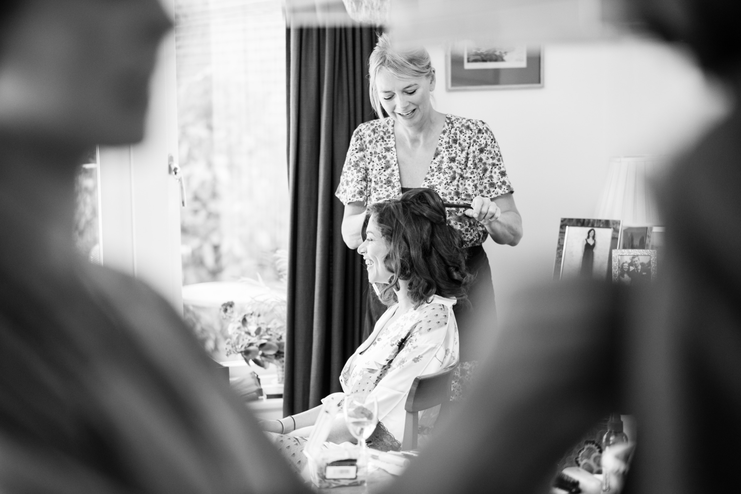 A bride having her hair and make up done by Katie Reay-Scott